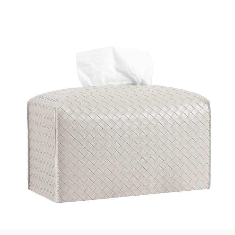 zoocatia Tissue Box Cover Rectangle PU Leather Tissue Holder Facial Tissue Case Paper Organizer Dispenser for Bathroom  Vanity  Countertop  Tabletop  Car  Office  Griege - Image 1